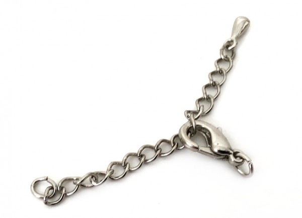 lobster claw clasp 12 mm with eyelet and extender chain – color: Platinum