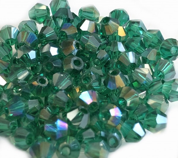 Bicone crystal 4mm - 100 pieces in zip bag - emerald shimmer