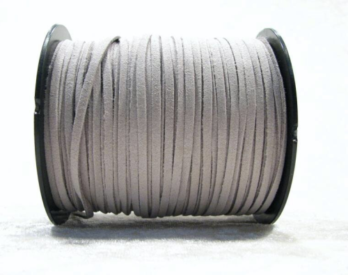 Wool ribbon flat in suede look – light grey – 1 meter