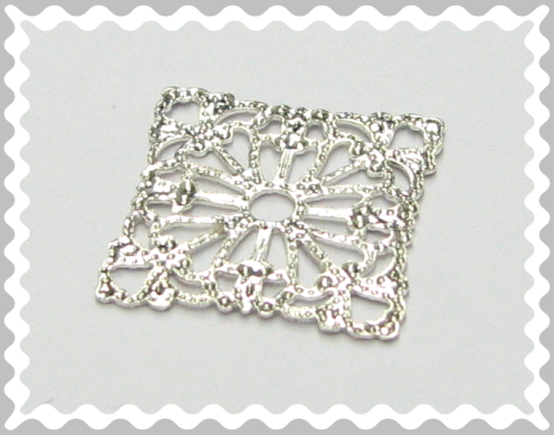 Spacer square 22x22 mm – filigree – silver colored