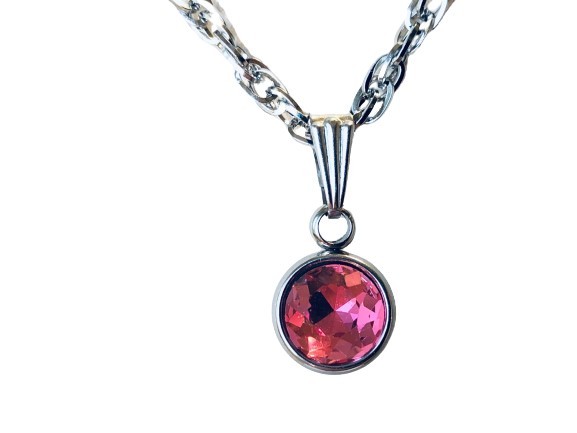 Chain with crystal pendant – stainless steel – available in different lengths