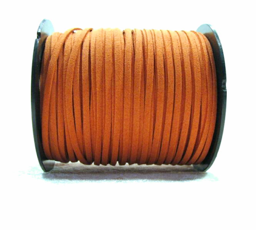 Wool ribbon flat in suede look – orange – 1 meter