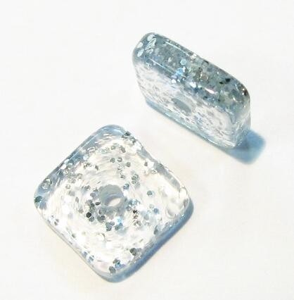 Spacer square 10 mm Fine glitter silver – 1 pcs.