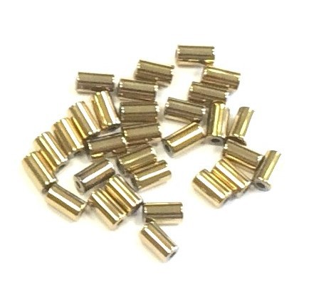Hematite tubes 5x3 mm – 30 pieces – gold glossy coloured finish