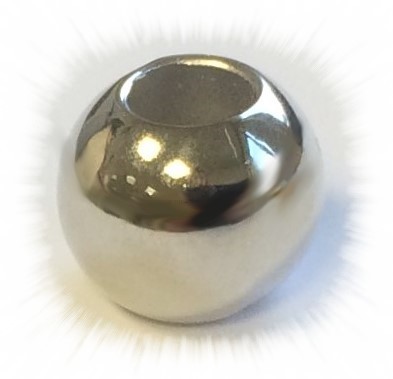 Perle 14mm - Großloch - Farbe: platin glänzend