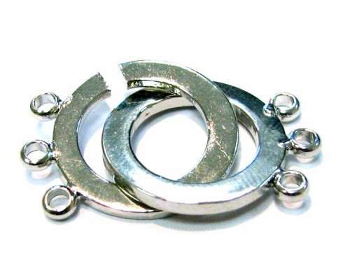 Closure in ring shape 18 mm – for 3-row necklaces – rhodium plated