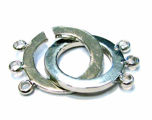 Verschluss in Ringform 18mm - für 3-reihige Colliers - rhodiniert