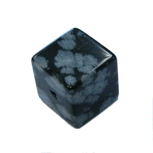 Obsidian snowflake cube 8x8 mm – 40 cm strand