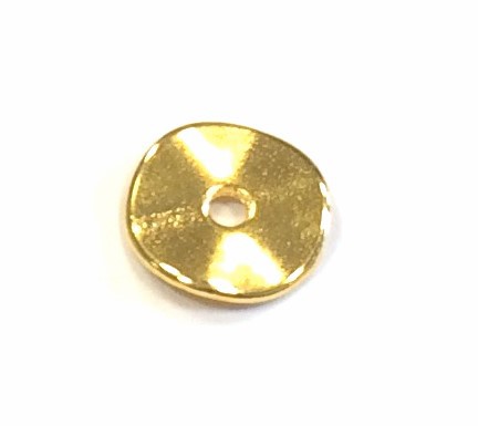 Spacer disc 10 mm corrugated – hole 1,7 mm – color: Gold