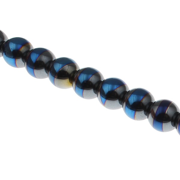 Hämatit Perle 10mm glänzend - blau farbig veredelt - 1 Stück
