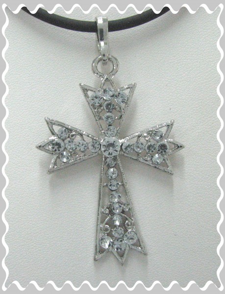 Kreuz mit klaren Steinen besetzt - 7x4cm
